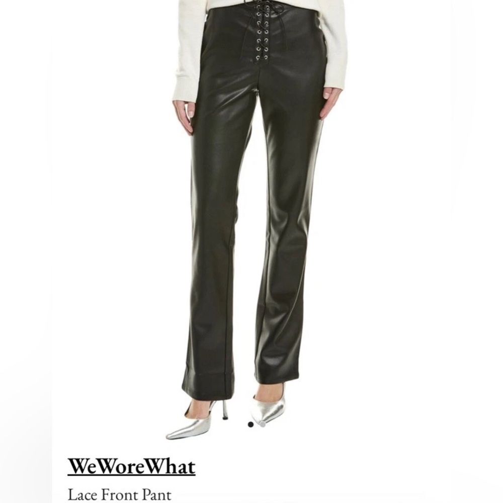 NWT We Wore What Size 26 Black Faux Leather Lace Up Pants $168 Msrp